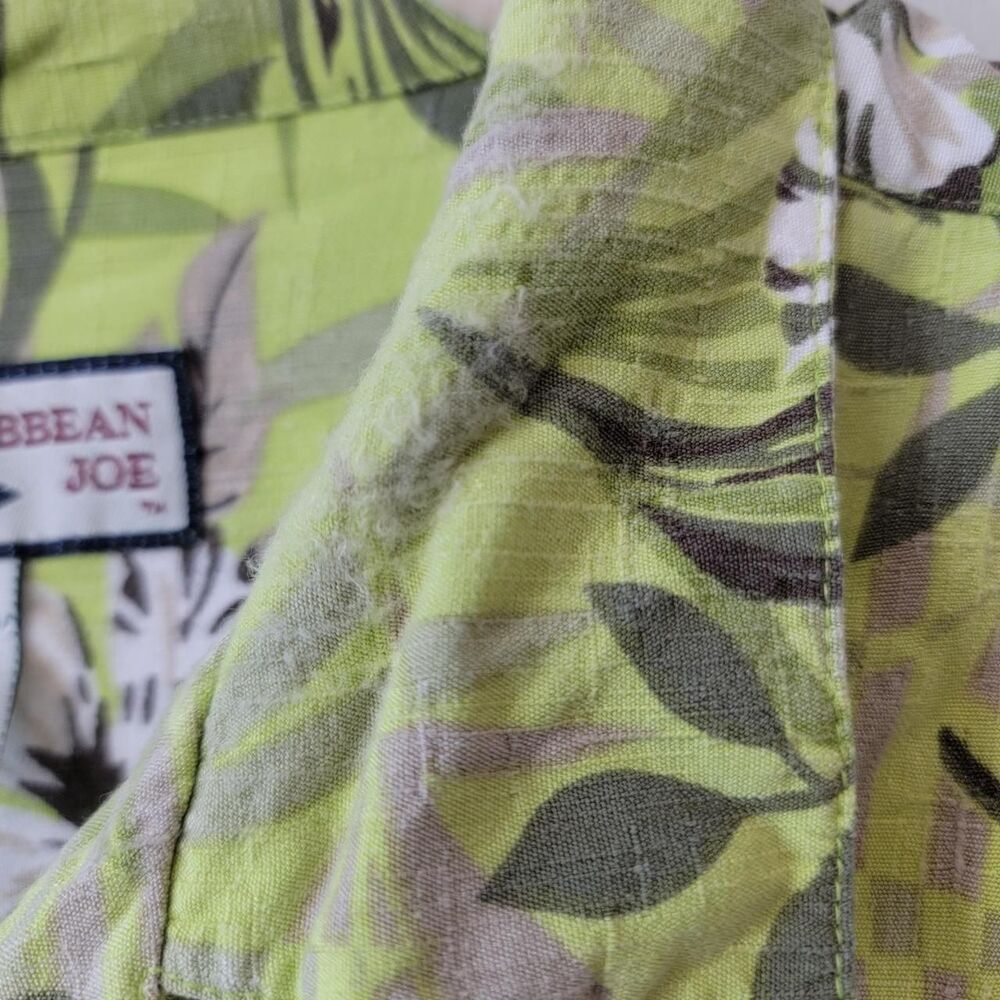 Caribbean Joe Green Floral Button Up Shirt Size L - Picture 5 of 8
